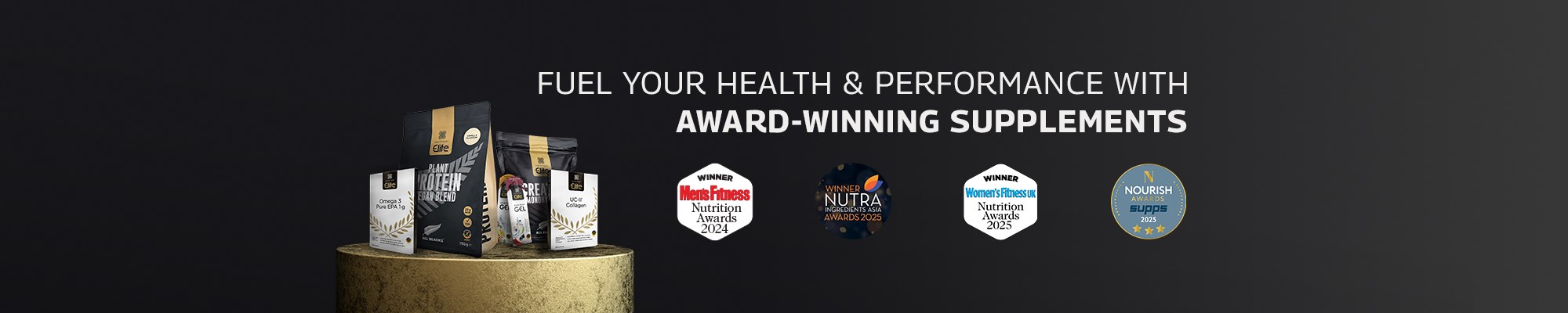 Fuel your health and performance with award-winning supplements. 