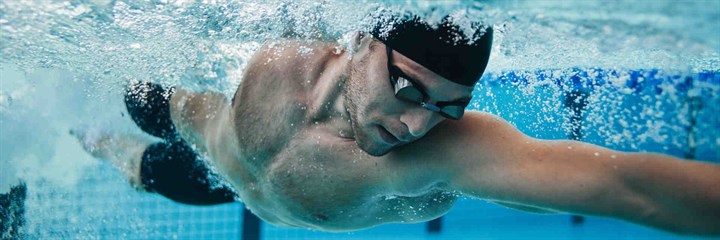 Athlete swimming underwater