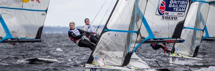 Two British Sailing Team women racing