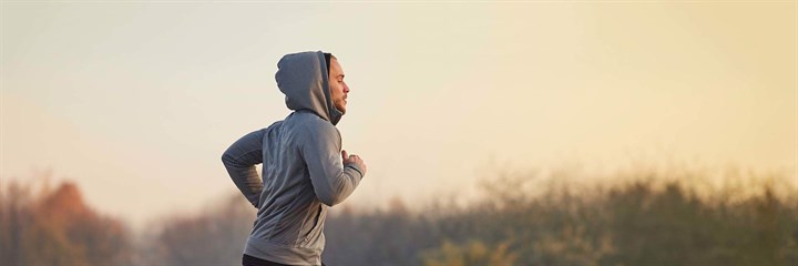 Man running in country side